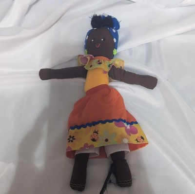 Handmade Rag Doll Girl with Colorful Dress