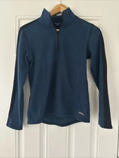 Kerrits Kids Youth Equestrian Riding 1/4 Zip Blue Teal Black Pullover Fleece L