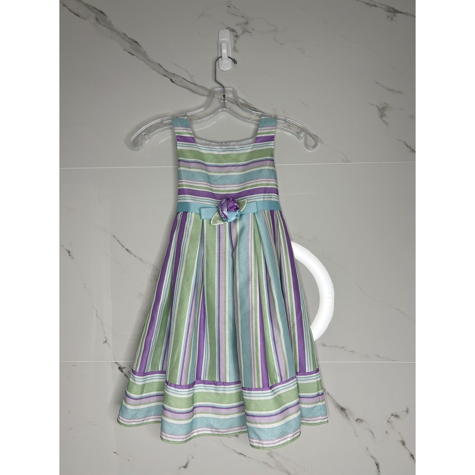 Sweet Heart Rose Girls Sz 5 Spring Summer Flower Girl Dress Easter Pastel EUC
