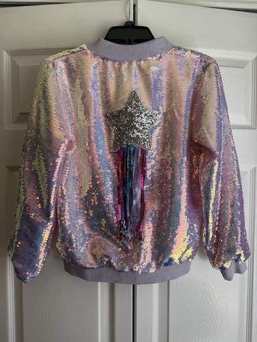Lola and the Boys Shooting Star Sequin Bomber Jacket NWT 12 - Picture 5 of 8