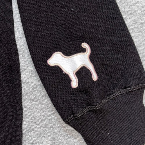 VS PINK Limited Edition Pure Black Ivy Fleece Oversized Crewneck Sweatshirt- XL - Picture 6 of 7