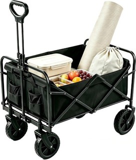 Foldable Camping Trolley For Auction Heavy Duty 90L Black