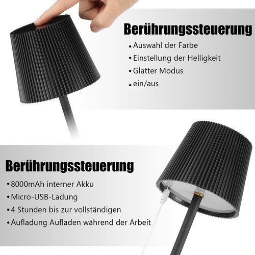 Regulable LED Batería Lámpara de Mesa Lámpara LED Táctil USB Lámparas de Mesita de Noche My - Imagen 7 de 21