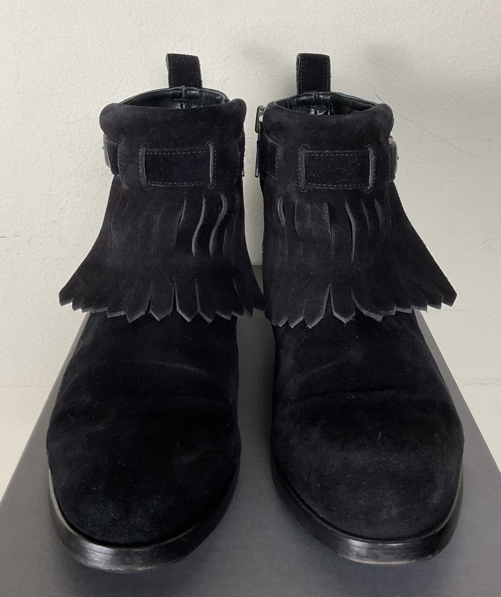John Varvatos Collection Black Suede Leather Lafayette Shawl  display picture 2