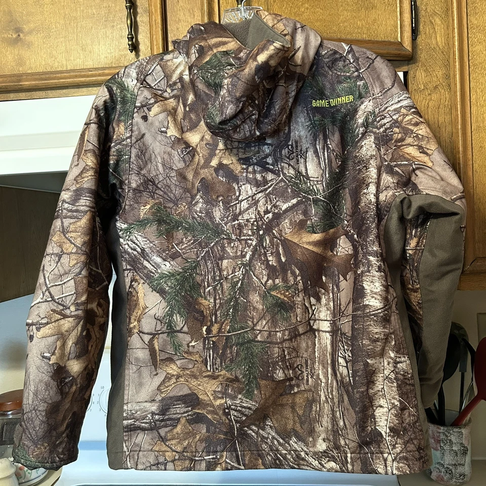 Boys Size Medium GAME WINNER jacket Camouflage with Hood full Zip Hunting - Image 2 of 4