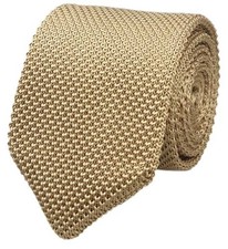 Pointed Knit Ties for Men Pure Color 2.76" Skinny Neck Tie One Size Champagne