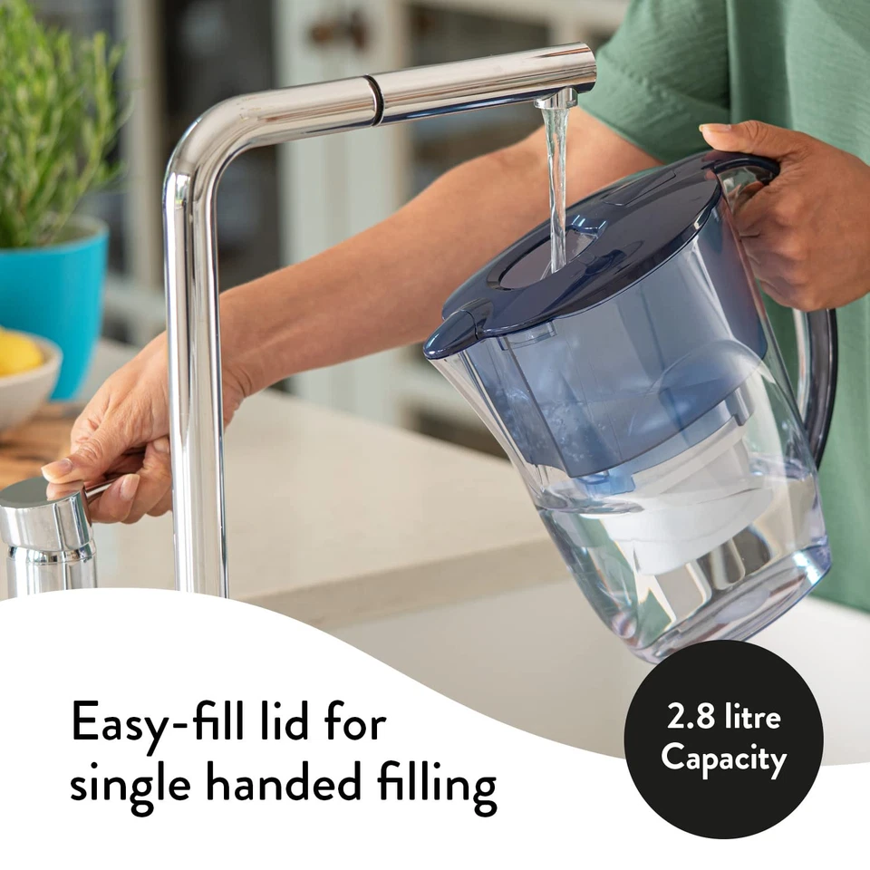 Aqua Optima Oria Water Filter Jug & 6 Evolve+ Filter Cartridge 2.8L Blue - - Image 3 of 4