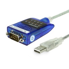Gearmo USB to Serial RS-232 Adapter with LED Indicators, FTDI 5ft, Black