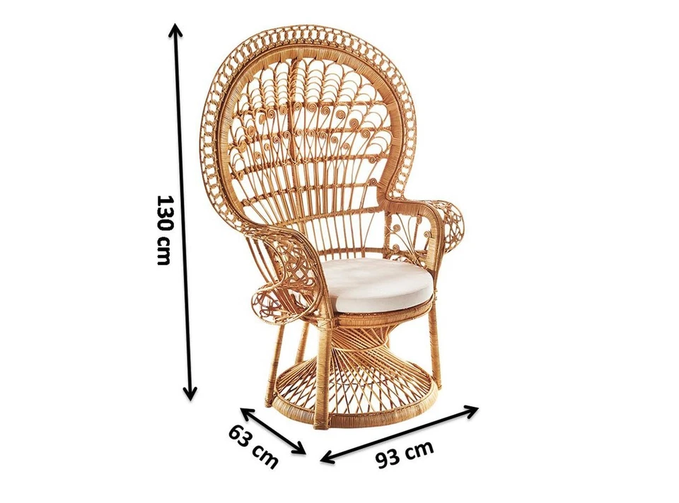 Rattansessel Pfauenthron Relaxsessel Korbsessel aus Rattan mit Kissen - Bild 3 von 4