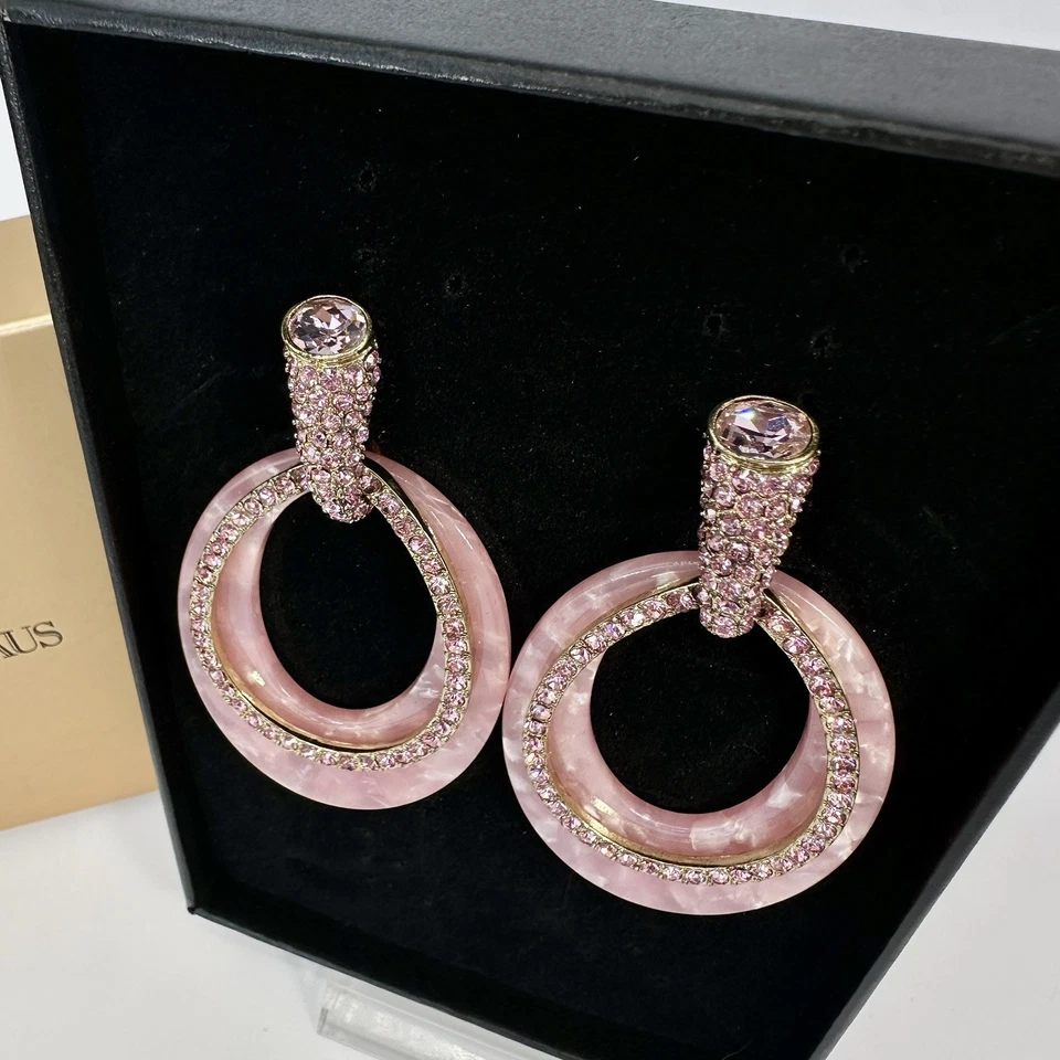 Pendientes de Clip HEIDI DAUS Cristal Rosa Tono Dorado con Caja Cuelga Desmontable Foto 4 de 4