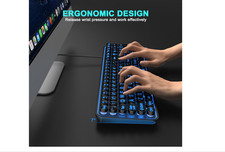 Teclado USB Retro Retroiluminado 7 Colores Letras Grandes para PC Windows