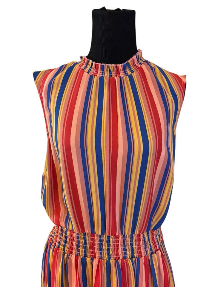 MODCLOTH Savor The Occasion Dress Striped Plus Size 2X Ruffle Neck Sleeveless - Image 3 of 4