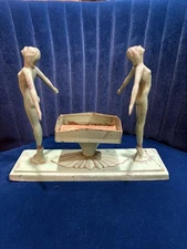 Art Deco 1920's Nude Lady Cast Iron Statue Ashtray Frankart Era 12x9x3.5” Rare