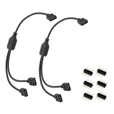 2 PCS Black 4Pin LED Y Splitter Cable Fits 5050/3528/2835 RGB Light Strip