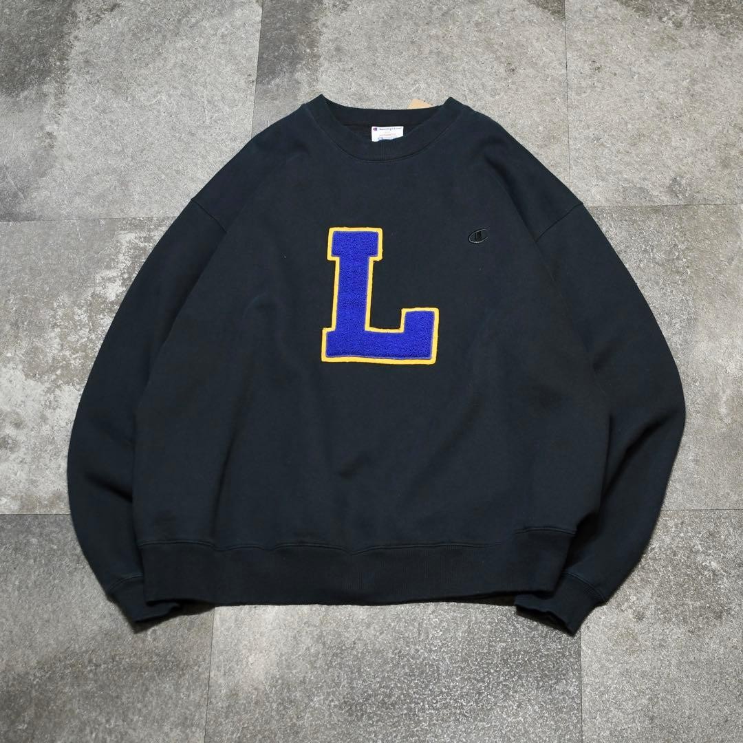 Vintage Remake Lettered Patch Sweat Trainer Black - image 1