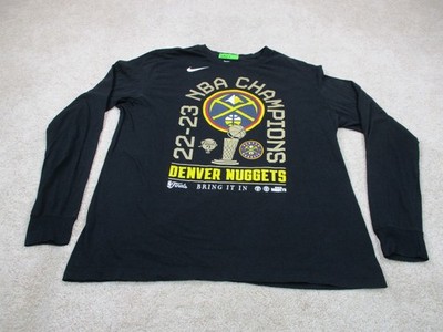Denver Nuggets Shirt Mens XL Black NBA Champions Nike Basketball Long Sleeve