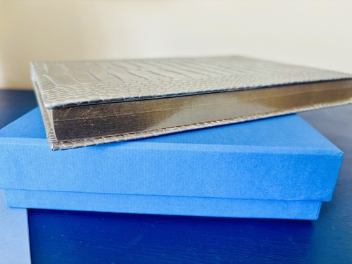 Smythson Silver Croc Skin Portabello A5 Notebook - Picture 3 of 6