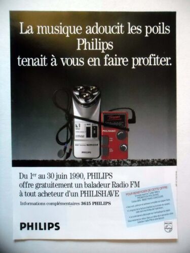 PUBLICITE-ADVERTISING :  PHILIPS Philishave  1990 Rasoir,Baladeur Radio FM - Photo 1/1