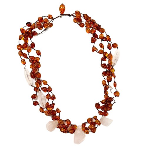 アクセサリー K18 Amber Beaded Necklace Rank A Necklace K18 yellow gold/amber amber 6.4g Women | eBay