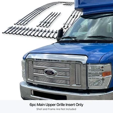 For 2008-2014 Ford Econoline/E-Series Upper Stainless Chrome Billet Grill Insert