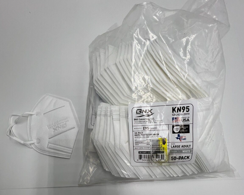 (QTY 50) BNX KN95 E95 Vertical Folding Earloop Style Protective Mask White - Bild 1 von 6