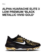CV3553-001 Size 7.5 Nike Alpha Huarache Elite 3 Low Premium Vivid Gold