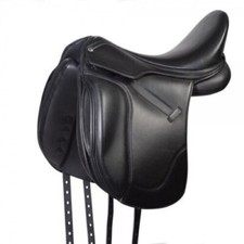 Sella da cavallo inglese Dressage in pelle nera o marrone taglia 17,5 pollici...