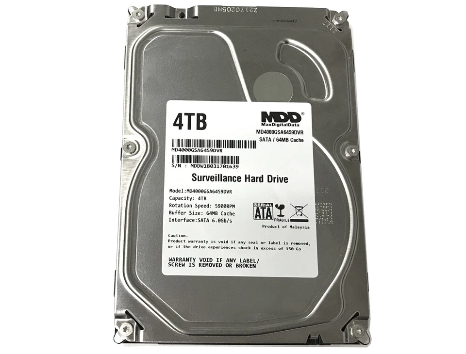 MaxDigitalData 4TB 64MB Cache 5900PM SATA 6.0Gb/s 3.5" Surveillance Hard Drive