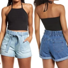 Nordstrom BP Black Halter Top Size Medium Layering Minimalist Basic Beach M NEW