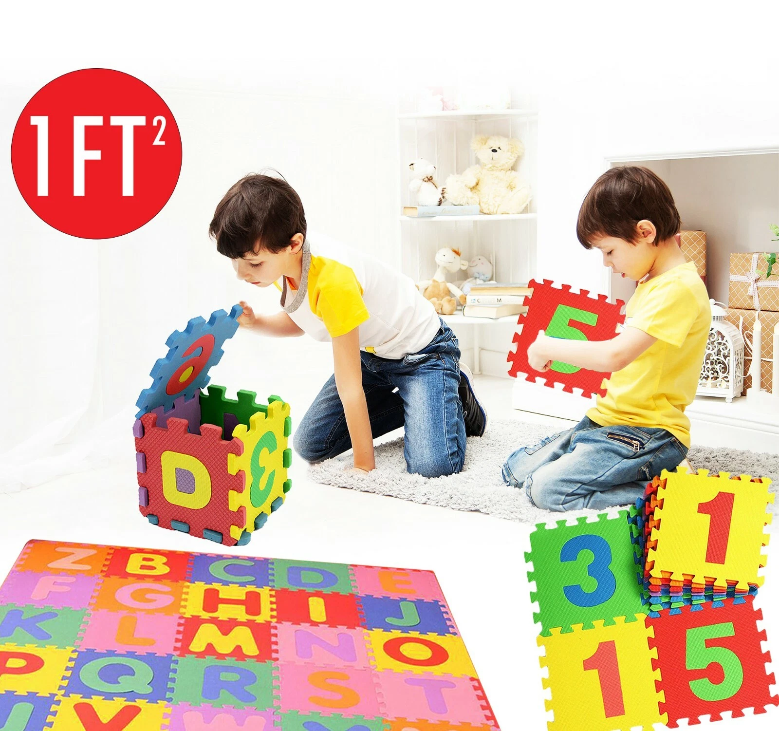 NEW 36PCS FOAM ALPHABET NUMBER BABY CHILDREN SOFT JIGSAW PUZZLE PLAY MAT 2 SIZES