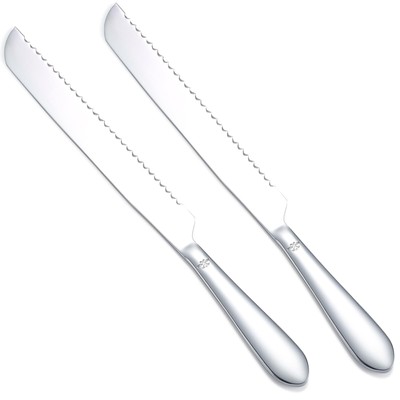 2 PCS Serrated Bread Knife 13 Inch Stainless Steel Professional Baking Tool