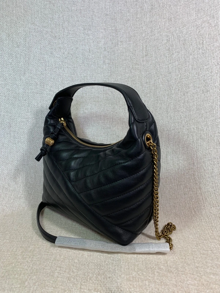 Tory Burch Kira Bag In Half Moon Chevron in Black