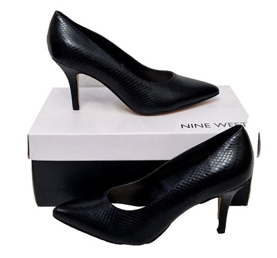 Nine West Flagship Damenschuhe schwarz Schlange 9,5 cm Absatz Stiletto UK 3 UVP 89 £