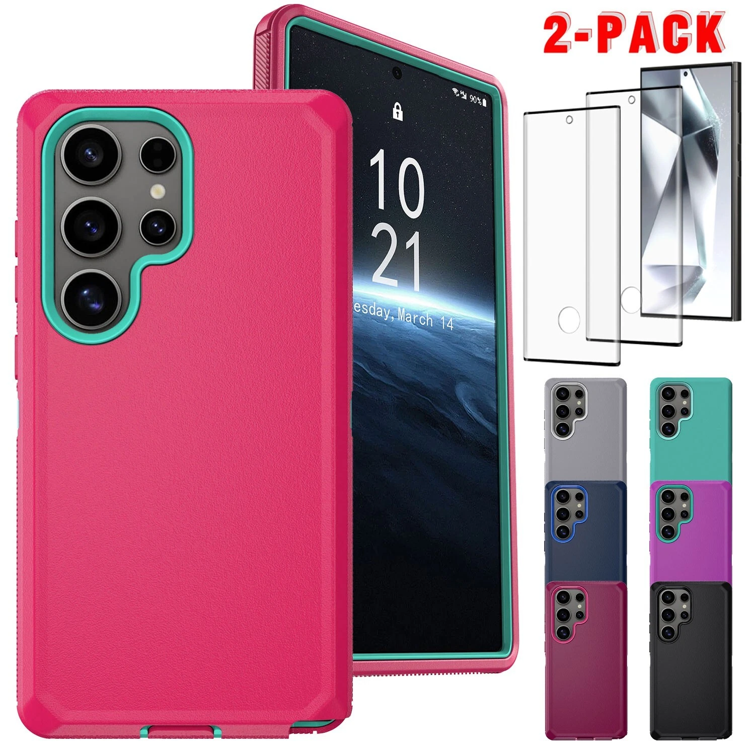 For Samsung Galaxy S24 S24+ Ultra FE Case Hybrid Phone Cover   Screen Protector