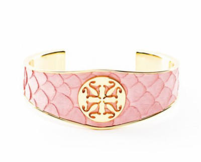 Rustic Cuff Monique Python Side Cut Pink/Gold Bracelet - NEW