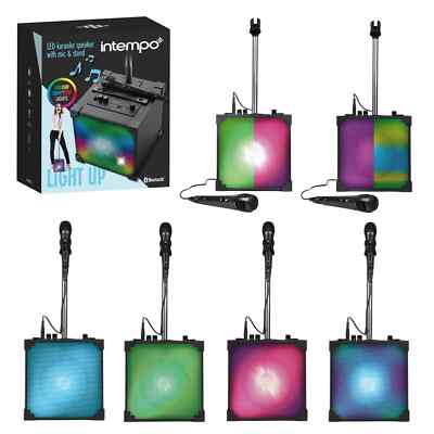 Intempo Karaoke Bluetooth Lautsprecher mit Mikrofon, Ständer & Beleuchtung
