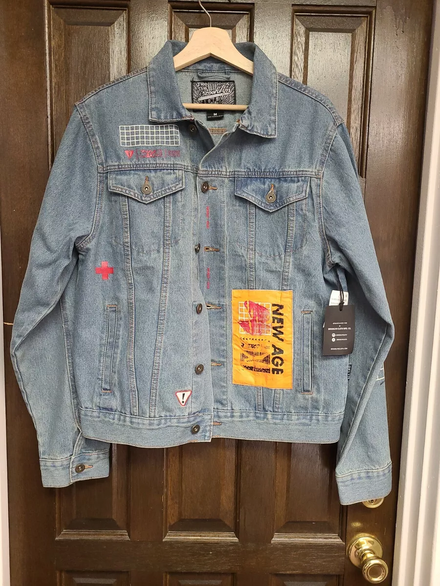 Brooklyn Cloth Denim Jean Jacket Unique New Age Tech Wave Men's Size Med  NWT (A)