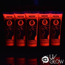UV Glow Neon Face Paint Body Paint 10ml - Set of 5 - Fluorescent Festival Makeup