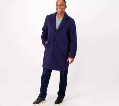 Candace Cameron Bure Men Button-Front Peacoat jacket Midnight Blue Large A556286