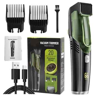 Vacuum Beard Trimmer for Men, Mustache Trimmer with 20 Length and