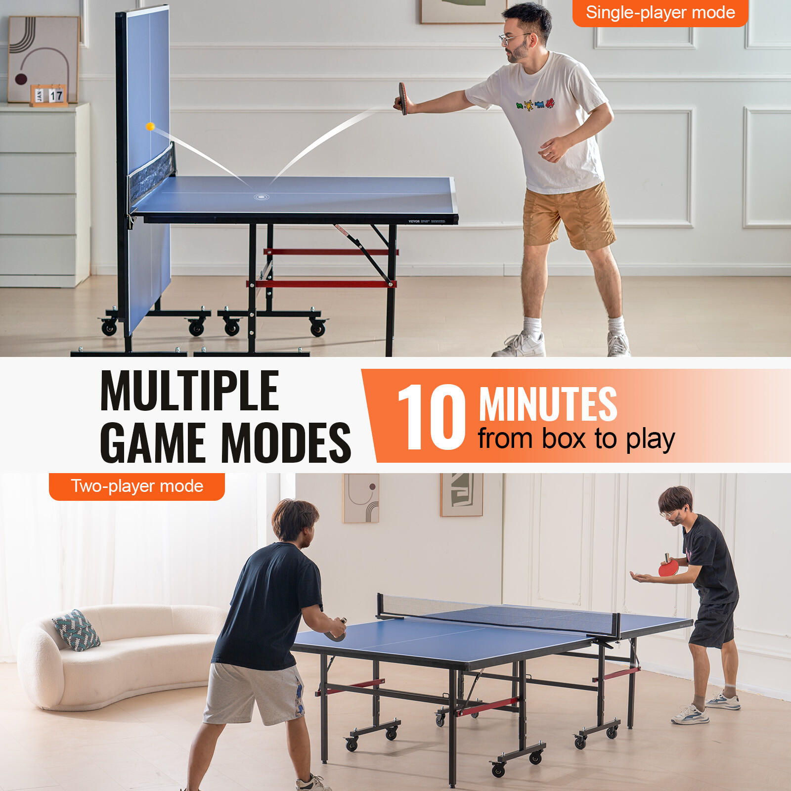 VEVOR Tavolo da Ping Pong in MDF Tavolo da Ping Pong Portatile Montaggio Facile foto 4