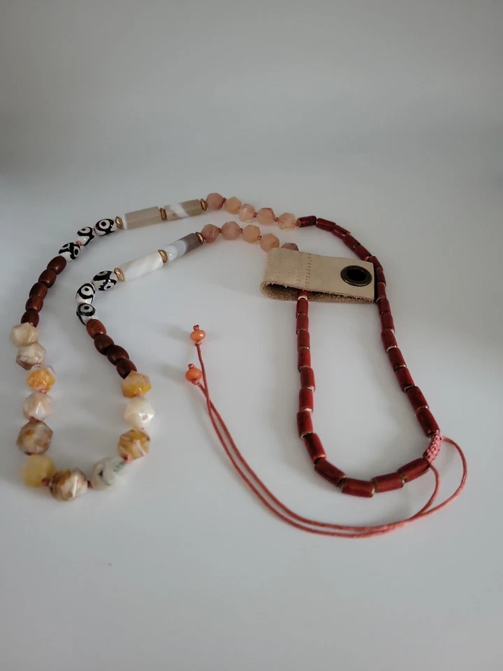 Anthropologie NUEVO CON ETIQUETAS Collar Largo Cuentas Piedras Preciosas Semipreciosas Raro Foto 4 de 4