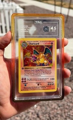 Charizard 1st Edition Shadowless Base Set Holo 4/102 TAG Graded Pokmon Card  | eBay