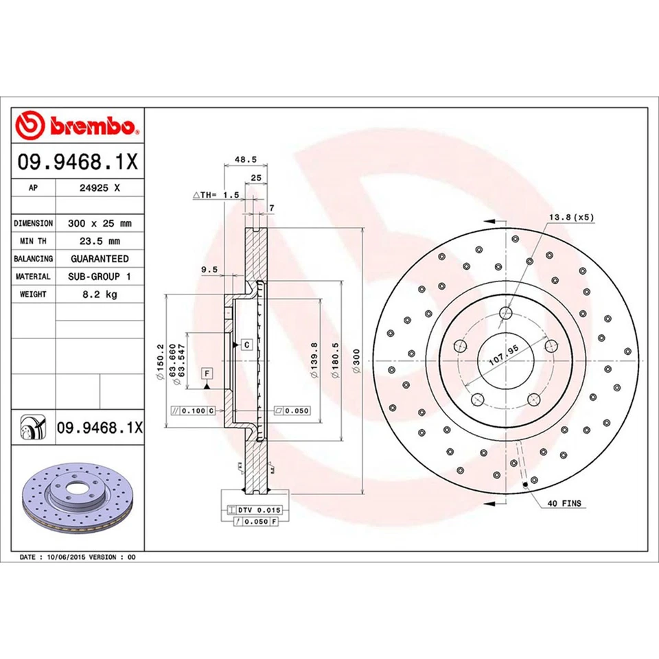 Juego de pastillas de freno de disco delanteras traseras rotor de freno de disco Brembo para Volvo C70 2006-2012 Foto 2 de 4
