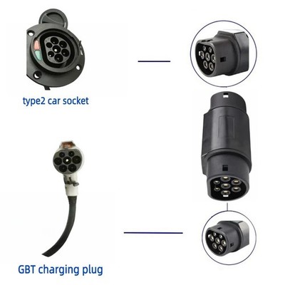1Pc Standard EV Charger Converter Adapter 16A 32A for EVSE Charging GBT to Type2