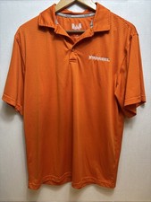 Whataburger Polo Shirt Mens Medium Orange Striped Employee Uniform Golf Active