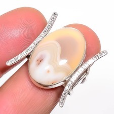 Banded Agate Gemstone Handmade 925 Sterling Silver Jewelry Ring s.8.5 T34