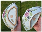 2x Antique Chinese Straits Porcelain Dishes Birds Flowers Painted Red Stamp