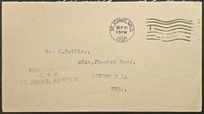 St Johns Newfoundland Canada Violet POSTAGE PAID GPO London England 1920