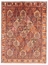 Vintage 6'6" x 9'1" Geometric Hand-Knotted Carpet Traditional Wool Area Rug